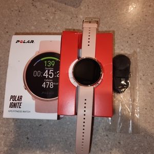 Polar Ignite pink rose gold smart fitness watch with GPS